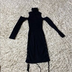 Sexy cold shoulder knit dress